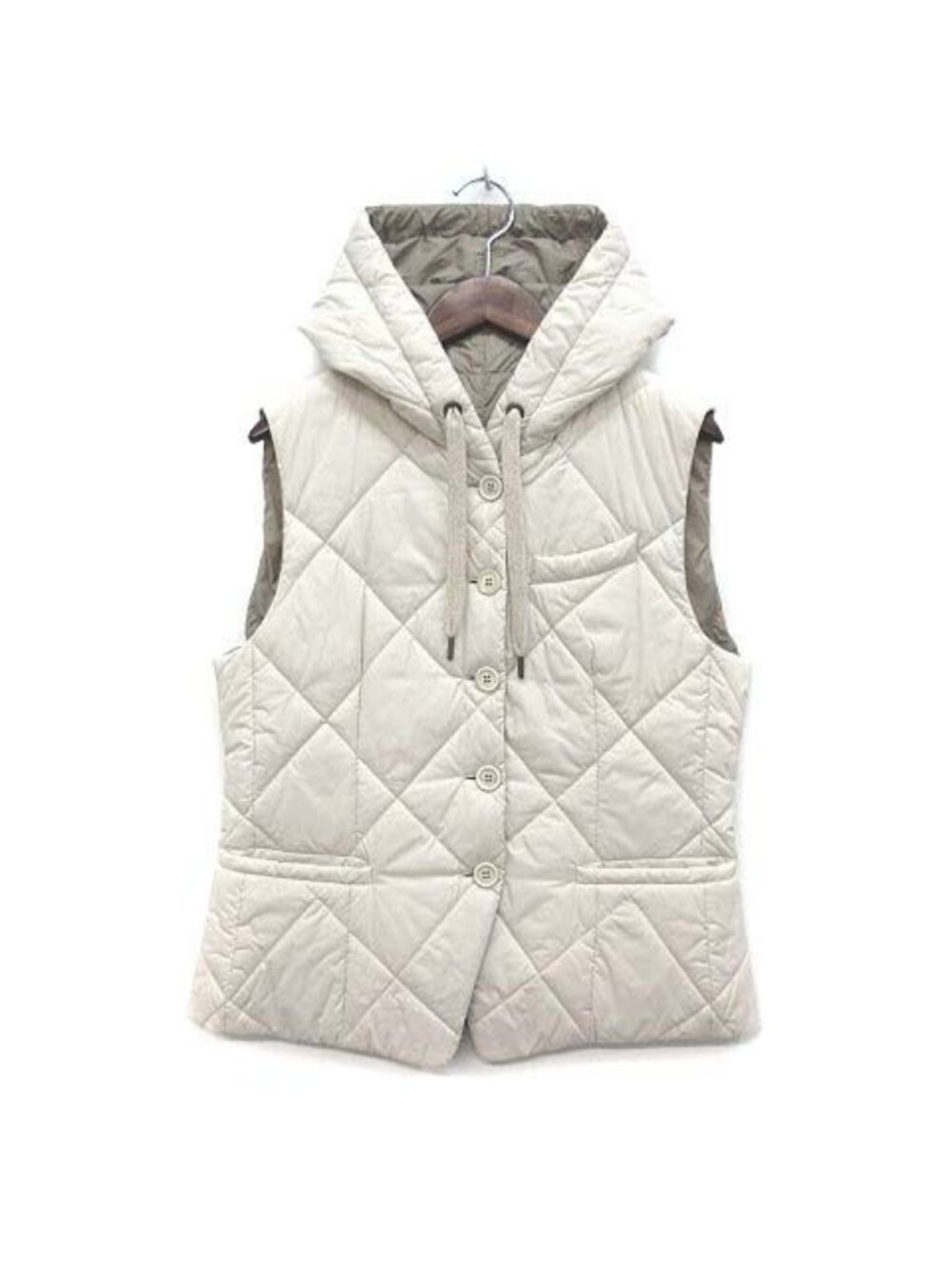 Brunello Cucinelli Reversible Down Vest Moni Leaded Off White Beige 40